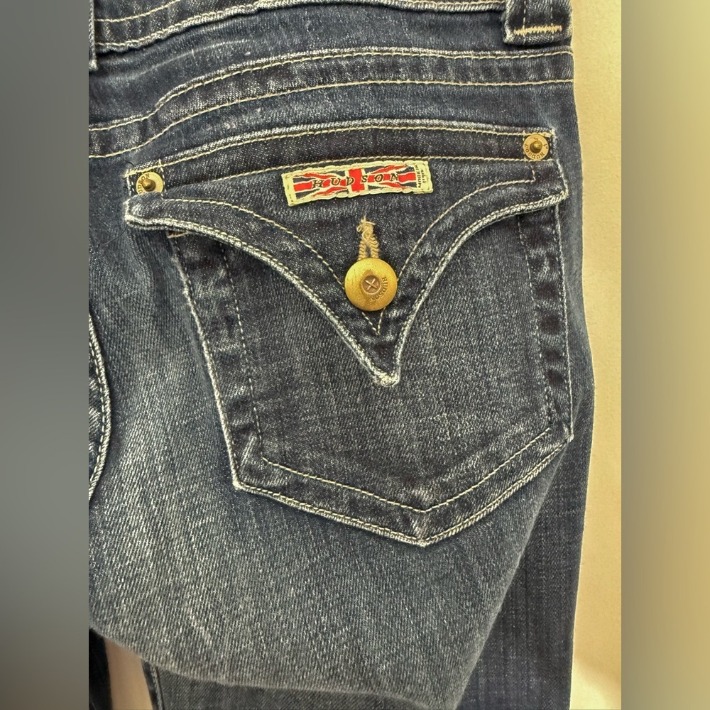 Hudson Bootcut Low Rise Jeans With Double Button Closure And Flap Back Pockets - Picture 10 of 15